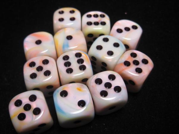 Chessex Dice Sets: Circus/Black Festive 16mm d6 (12)