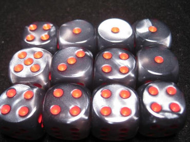 Chessex Dice Sets: Black/Red Velvet 16mm d6 (12)
