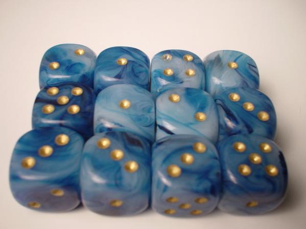 Chessex Dice Sets: Teal/Gold Phantom 16mm d6 (12)