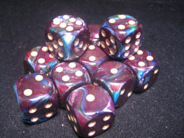 Chessex Dice Sets: Shadow/Gold Lustrous 16mm d6 (12)