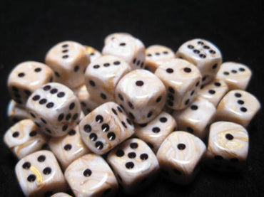 Chessex Dice Sets: Ivory/Black Marbleized 12mm d6 (36)