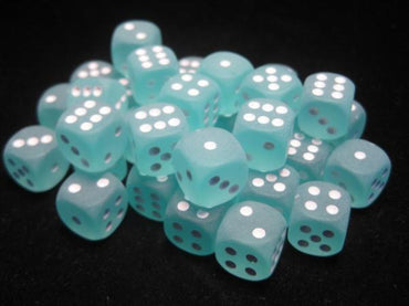 Chessex Dice Sets: Teal/White Frosted 12mm d6 (36)