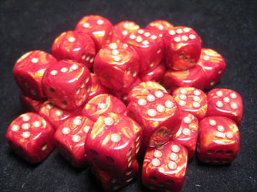 Chessex Dice Sets: Scarlet/Gold Scarab 12mm d6 (36)