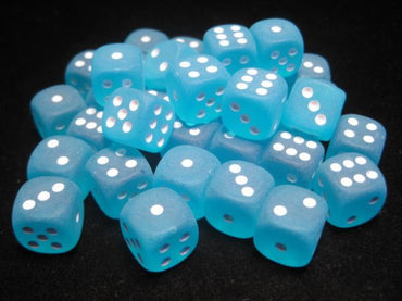 Chessex Dice Sets: Caribbean Blue/White Frosted 12mm d6 (36)