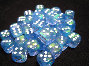 Chessex Dice Sets: Sky Blue/White Borealis 12mm d6 (36)