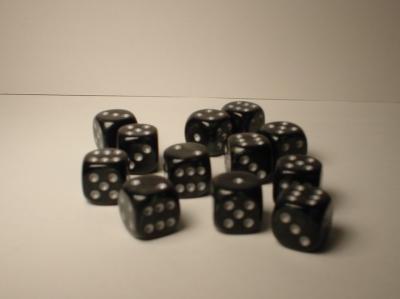 Chessex Dice Sets: Smoke/Silver Borealis 12mm d6 (36)