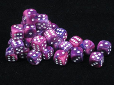 Chessex Dice Sets: Violet/White Festive 12mm d6 (36)