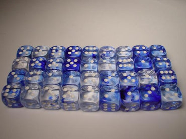 Chessex Dice Sets: Dark Blue/White Nebula 12mm d6 (36)