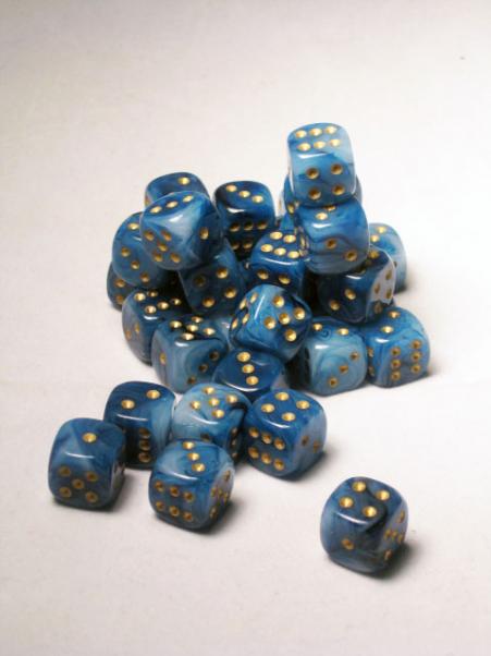 Chessex Dice Sets: Teal/Gold Phantom 12mm d6 (36)