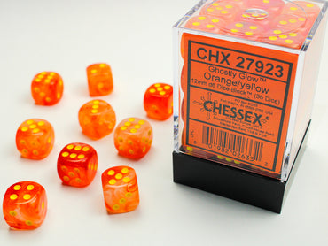 Chessex Dice Sets: Ghostly Glow Orange/Yellow 12mm d6 (36)