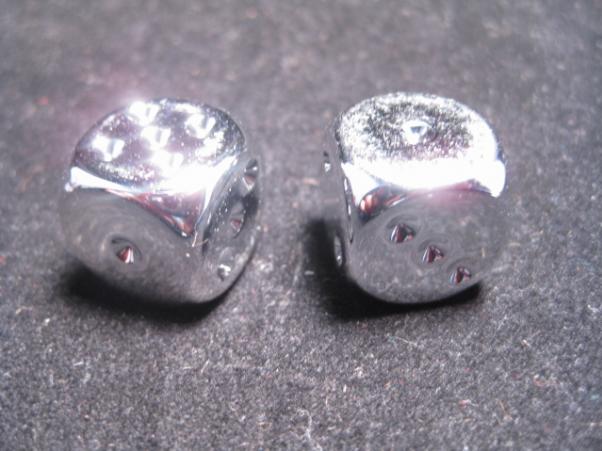 Chessex Dice - Pair Of Silver-plated 16mm D6 w/pips