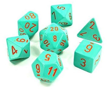 Chessex: Heavy Dice Polyhedral Turquoise/orange 7-Die Set