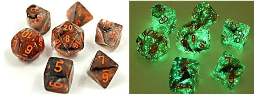 Chessex: Nebula Polyhedral Copper Matrix/orange Luminary 7-Die Set
