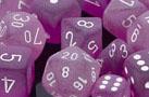 Chessex Dice Sets: Purple w/white  Frosted Poly 7-dice Cube