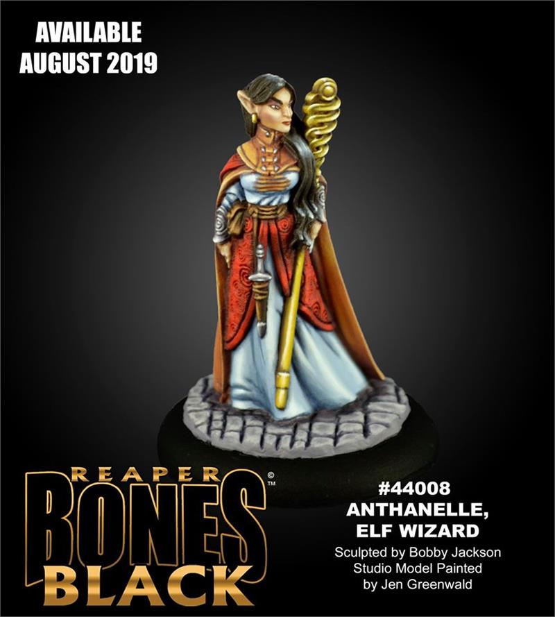 Reaper Miniatures Bones Black: Anthanelle, Female Elf Wizard