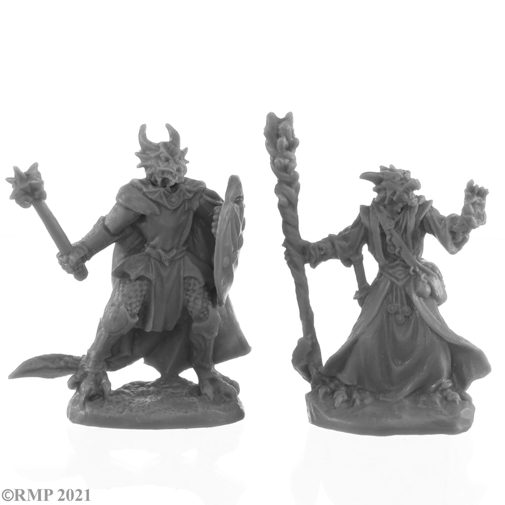 Reaper Bones Black: Dragonfolk Wizard and Cleric