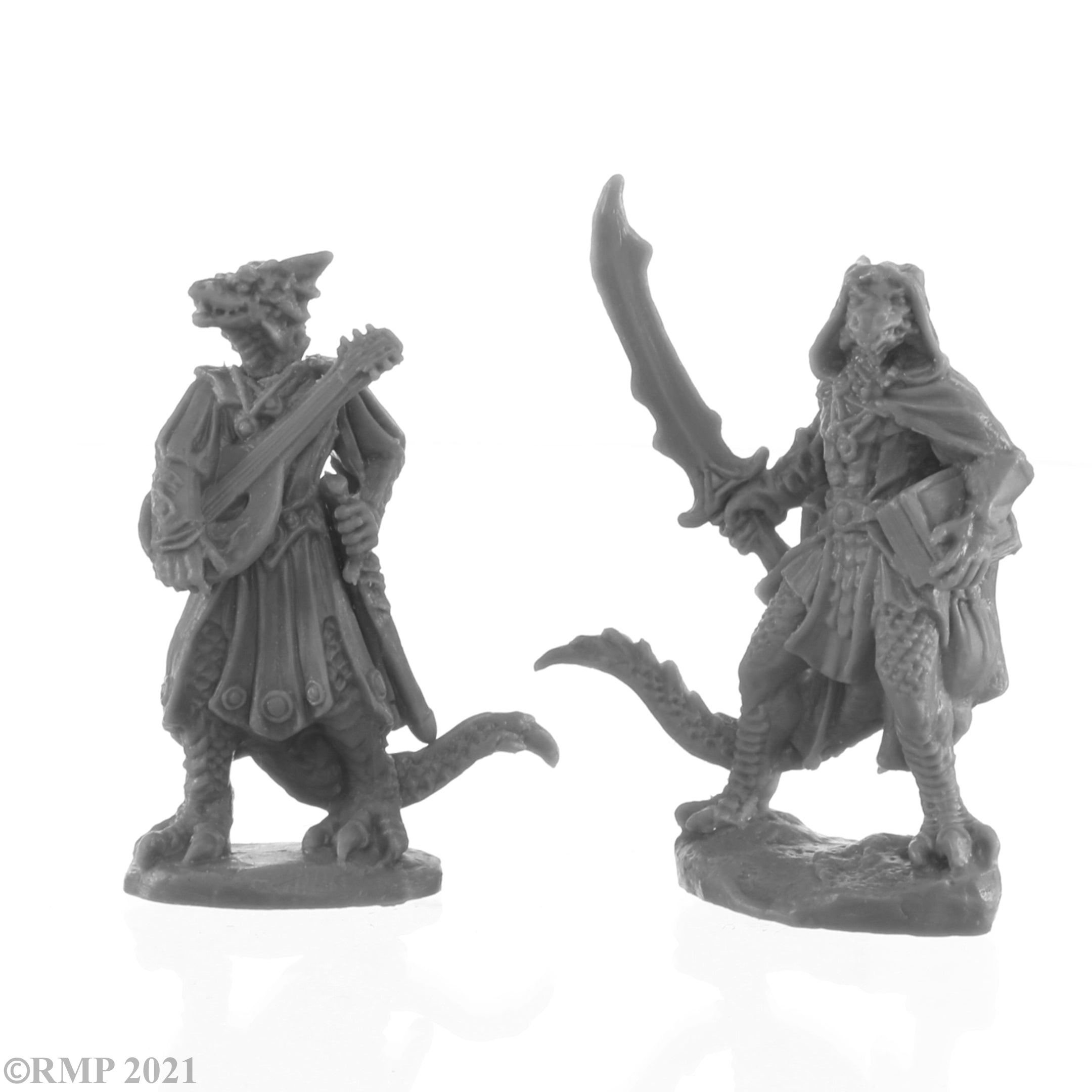 Reaper Bones Black:  Dragonfolk Bard and Thief