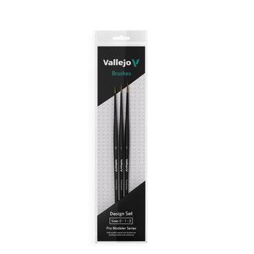 Vallejo: Brushes: Pro Modeler Natural Hair Design Set (Sizes 0, 1 & 2)