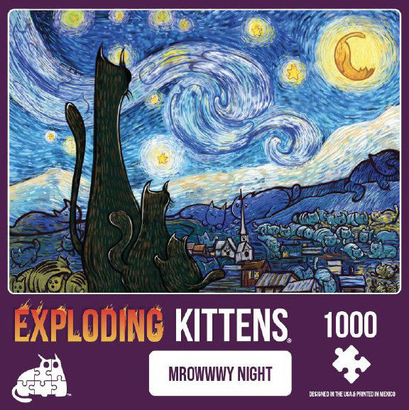 Exploding Kittens Puzzle Mrowwwy Night 1,000 pieces