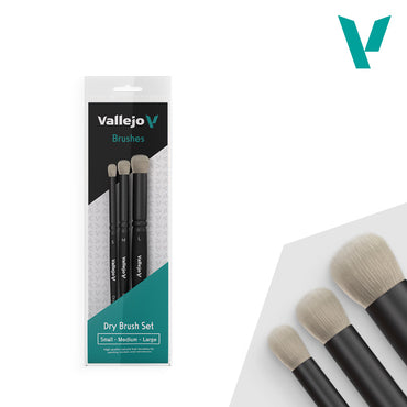 Vallejo: Brushes: Dry Brush Natural Hair  Dry Brush Set (S, M & L)