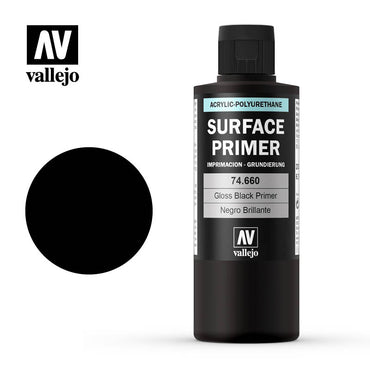 Vallejo: Surface Primer: Gloss Black Primer 200ml